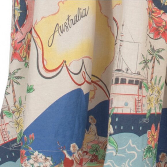 CHRISTIAN LACROIX Linen Blend Pull On Printed Dress With Anchor Charm Tipping - Picture 6 of 6